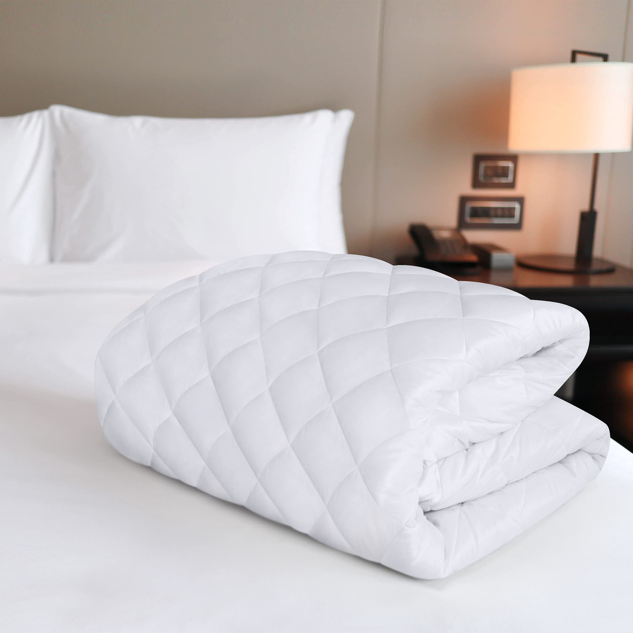 Utopia Bedding Quilted Fitted Mattress Pad RV King Size Elastic Fitted Mattress Topper Protector and Cover Paded for Camper with Deep Pocket Stretches up to 16 Inches Machine Washable (White)