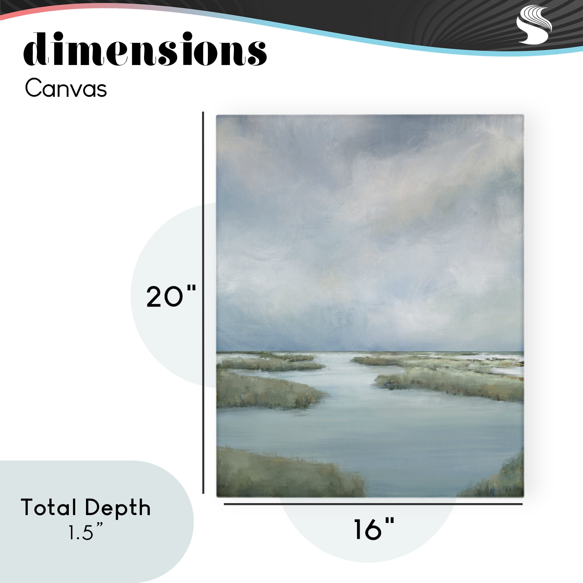 Hazy Marsh Land View Canvas Wall Art, design by Leah Noel Art