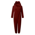 thumbnail image 4 of Pincandy Womens Fleece Onesies Pajamas Jumpsuit Warm Sherpa Romper Sleepwear One Piece Zipper Hooded Playsuit Loungewear, 4 of 5