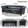 thumbnail image 3 of 84" Chesterfield Sofa – 3-Seater Black Leather Tufted Couch with Rolled Arms, Nailhead Detailing, Upholstered for Living Room, Bedroom, Office, 3 of 9