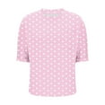 thumbnail image 6 of Womens Tops Short Sleeve Print Pocket Polka Dot Casual Round Neck Blouse Pink,Blouse for Women, 6 of 6
