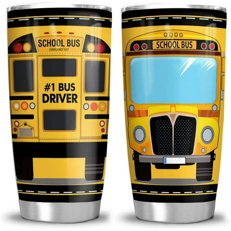 

20oz Birthday Gifts for Men Dad Son Daughter - Bus Driver Gifts - Back to School Gifts for Kids - School Bus Head Tumbler Cup with Lid Double Wall Vacuum Insulated Travel Coffee Mug