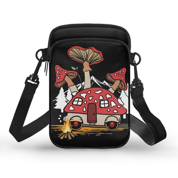 HELLHERO Mushroom Car Cross Body Purse Leakproof Men, Women for Travel, Outdoor and Daily Use 4.33"x1.97"x7.09"