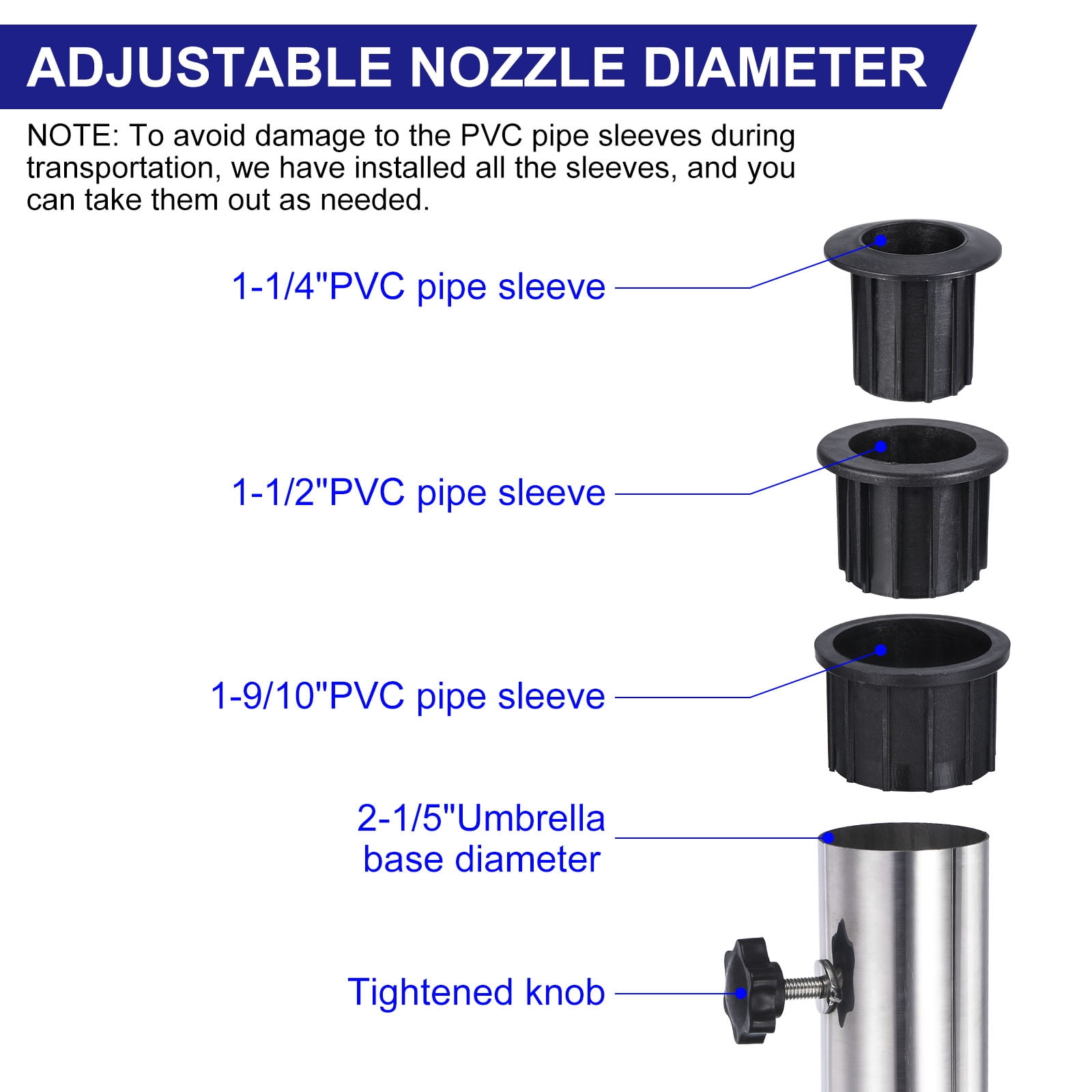 Uxcell Umbrella Stand Tube Stainless Steel Outdoor Umbrella Base Pole Mount Stand Set Table Umbrella Tube Bracket