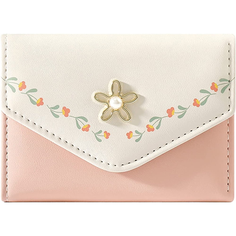 2dxuixsh Wallets for Women Small Cute Small Wallet for Girls Women PU Leather Two Folded Flowers Pocket with Card Holder Slim Short Wallet Mens Case