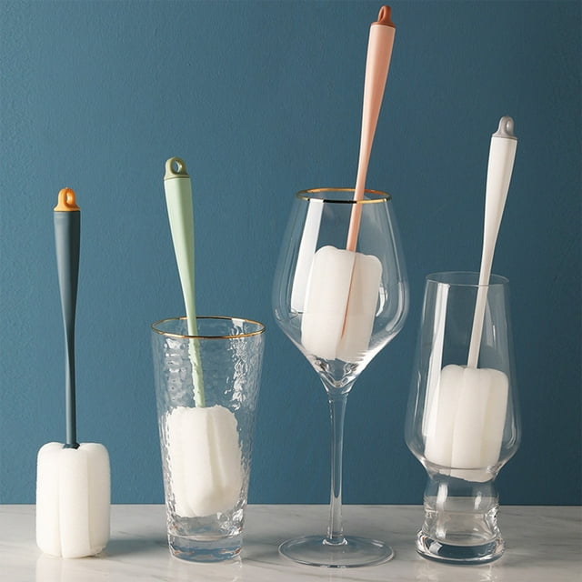Cepillo multifuncional de tazas - Brocha para limpieza doméstica de tazas y botellas, 4 colores, mango de 10,35 pulgadas, plástico