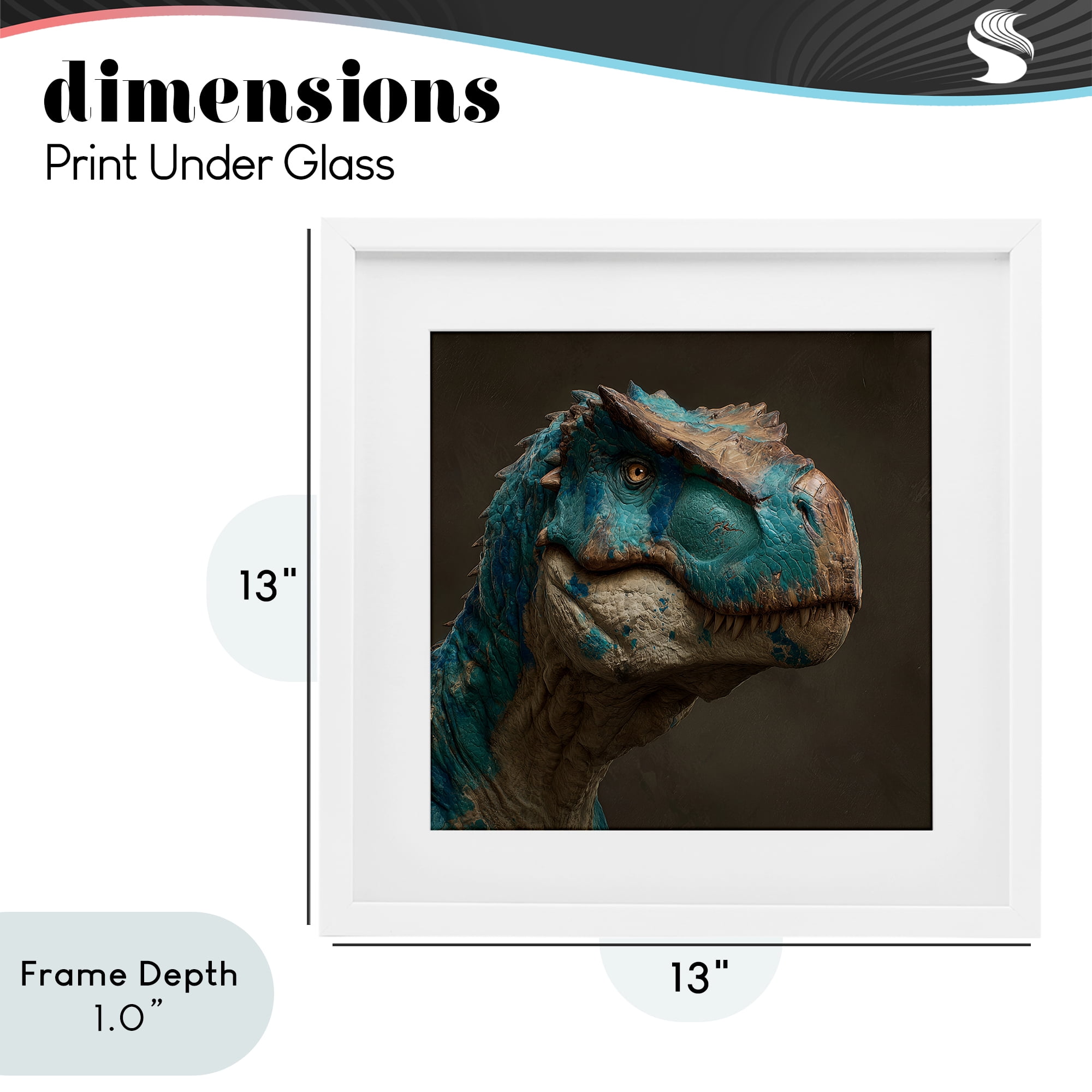 Stupell Industries Cerulean Scaled Dinosaur Detail White Framed Print Under Glass, design by Wumples