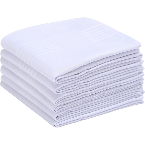 Men's Handkerchiefs, 100% Cotton, Soft White Hankies
