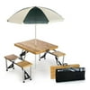 Picnic Plus Wood Folding Picnic Table with Umbrella