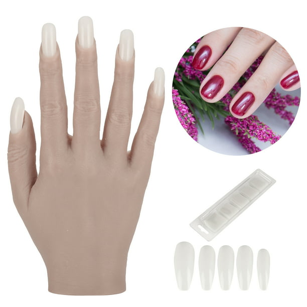 ESTINK Bendable Silicone Fake Hand, Silicone Nail Training Hand ...