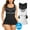 2 Packs :Black-White, variant on Shaping Vest with Built-in Removable Padded Bra - Ultimate Tummy and Waist Control Shapewear for Women
