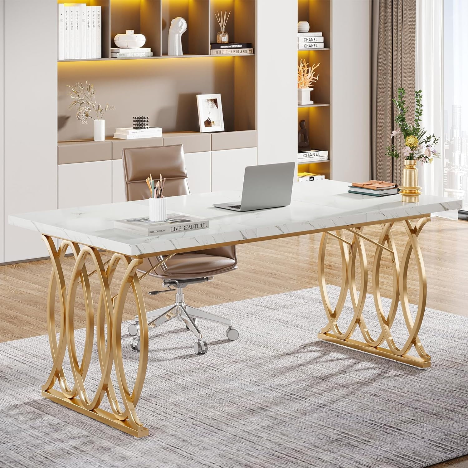 Tribesigns Executive Desk, 63 in. Large Computer Desk, Modern Writing Desk Conference Table Meeting Room Table