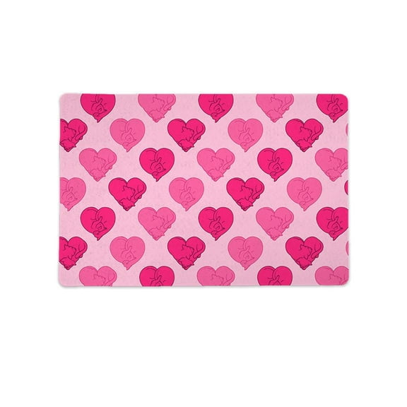 Heart Shaped Cats Mat Rectangle - , White, Small