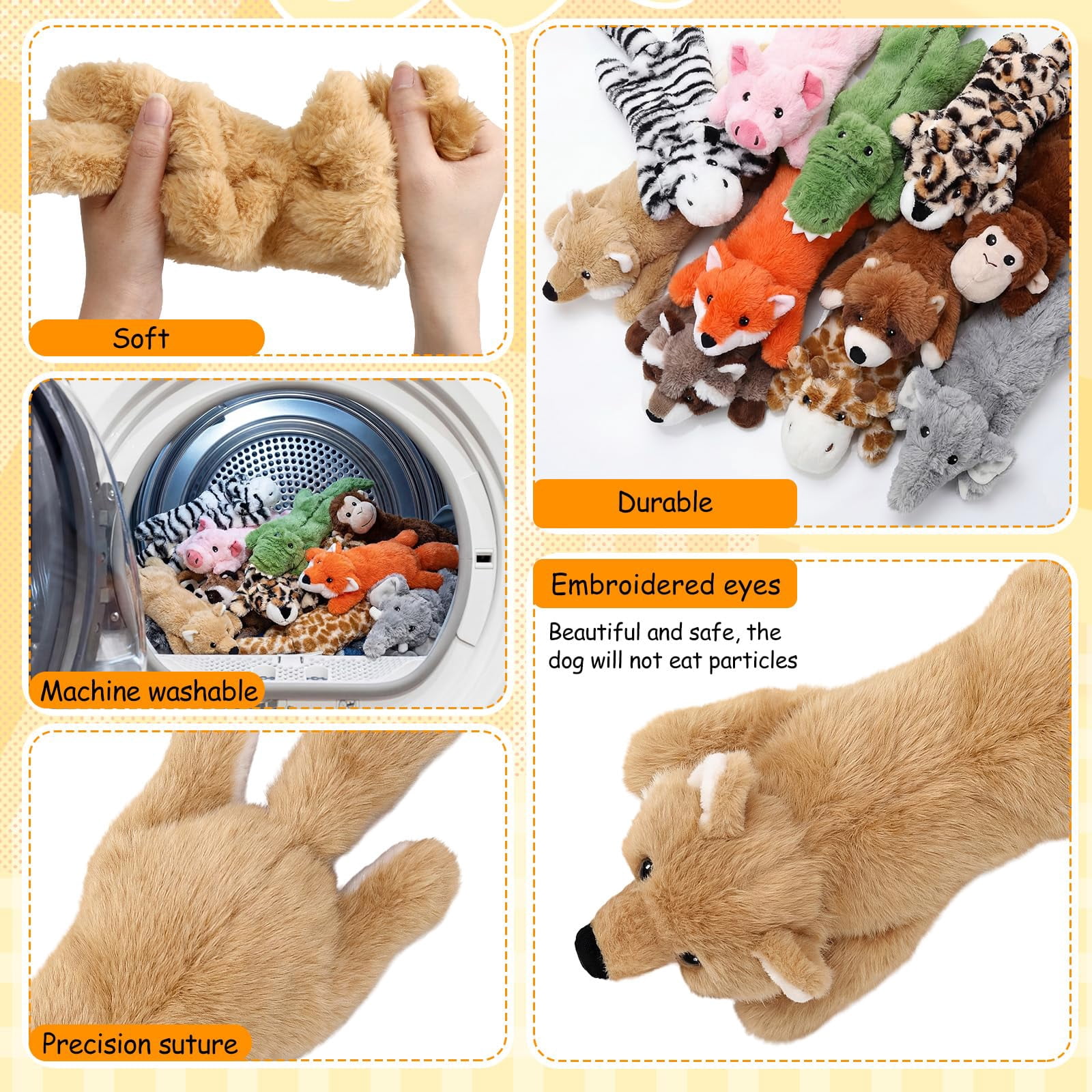 10 Soft Dog Squeaky Toys No Stuffing Crinkle For Aggressive Chewers Durable Plush Puppy Squeak Animals Small Medium Large Pets  10 Styles (cute Style)