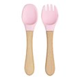 thumbnail image 5 of Natural Beech & Silicone Fork + Spoon Set, Blue, 5 of 5