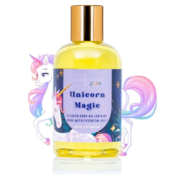 Unicorn Magic Kids Natural Body Oil – Deep Moisturizing & Lightly Scented Skin Care, 4 oz by LatherGreen