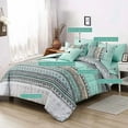 thumbnail image 2 of Boho Comforter Set Queen Size,8 Piece Bed in a Bag Sage Green Paisley Comforter and Sheet Set,Striped Bedding Set Soft Microfiber Complete Bedding Set, 2 of 8