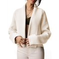 thumbnail image 3 of Womens Cropped Cardigan Open Front Shawl 2025 Fall Trendy Long Sleeve Sweater Jacket Rice Apricot M, 3 of 9