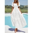 thumbnail image 3 of Vestido PRETTYGARDEN XXL Blanco Cuello Cuadrado Mangas Abullonadas, 3 of 8