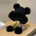 thumbnail image 3 of Fgnfyis Winter Women Lined Knit Hat Thermal Ear Cold Weather Outdoor Black One Size, 3 of 7