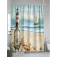thumbnail image 5 of Fsddascl Coastal Beach Shower Curtain Set - Small 36" x 72" Washable Bathtub Curtain with 12 Hooks, Nautical Wave Compass Shell Waterproof Fabric Stall Shower Curtains for Bathroom/Bathtub Décor, 5 of 6
