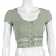 thumbnail image 4 of TRKIYQC Blusas de corte bajo con encaje empalmado floral de manga corta de punto acanalado con parte superior corta sexy de verano para mujer TRKIYQC moderno, 4 of 8