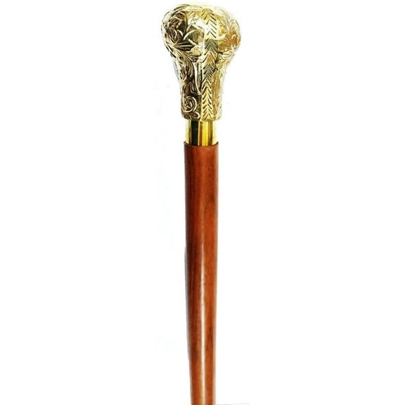 Collectible Walking Stick Brass Handle Cane Wooden Nautical Marine - Gift