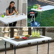Lifetime 4-Foot Height-Adjustable Fold-In-Half Table, White Granite
