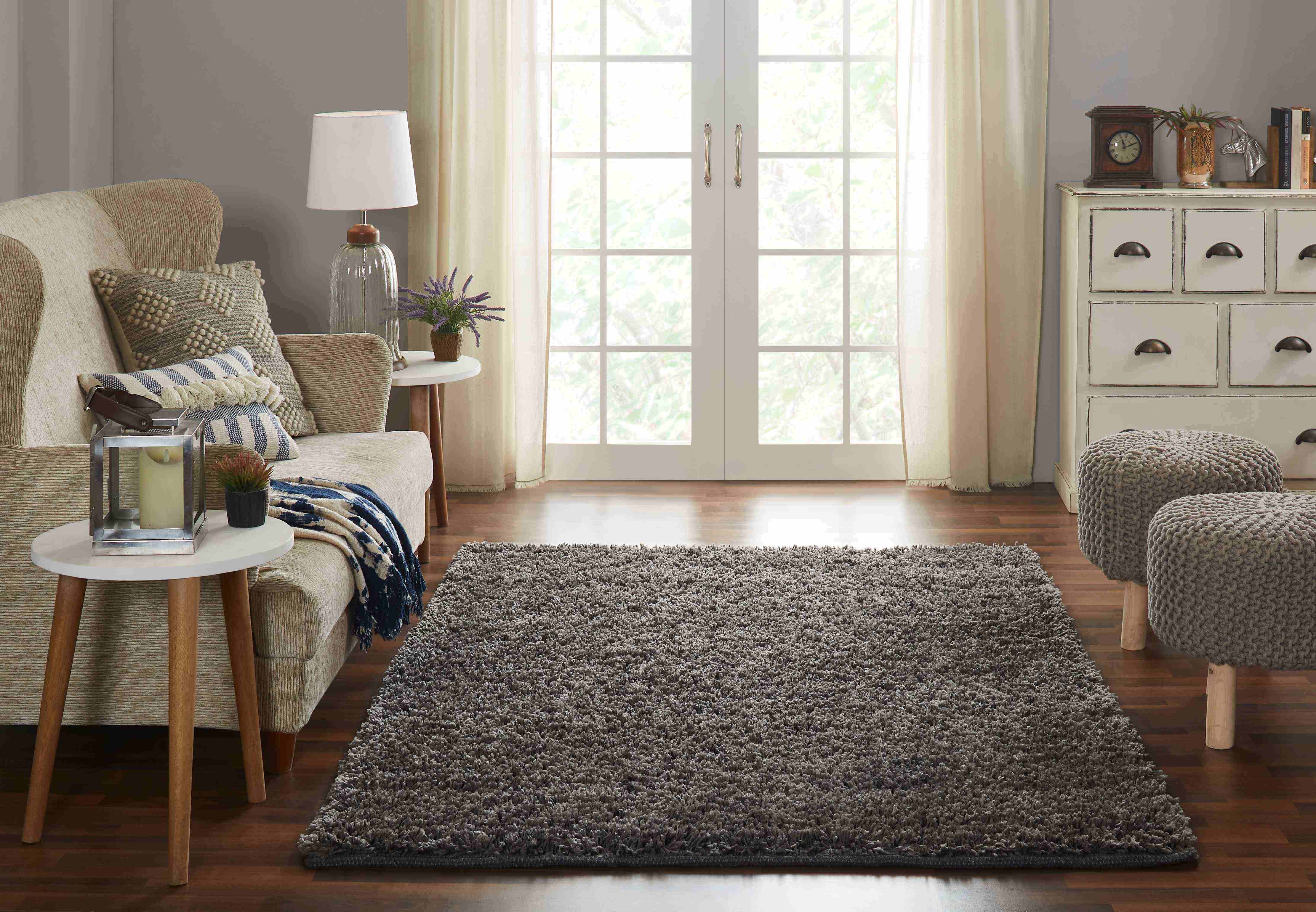 Chesapeake Microfiber Grey Shag Area Rug (5'x7')