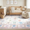 thumbnail image 3 of Lahome Decor 8'x10' Modern Oushak Washable Rugs,8x10ft Boho Area Rug for Living Room,Stain Resistant Soft Bedroom Rug, Ultra-Thin Cream Colorful Vintage Floral Rugs for Farmhouse Dining Room,Pink, 3 of 9