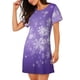 thumbnail image 2 of Balery Snowfall Sky White Purple Camisón de manga corta con cuello redondo para mujer, cómodo y elegante., 2 of 6