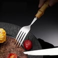 thumbnail image 5 of Bamboo Handle Kitchen Stainless Steel Silverware Tableware Flatware Cutlery Knives Forks Spoons Set, 5 of 8