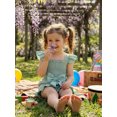 thumbnail image 6 of BemeyourBBs Toddler Baby Girls Smocked Rompers Summer One Piece Jumpsuits Clothes Solid Color Ruched Bowknot Front Fly Sleeve Infant Playsuit Ruffle Overalls Shorts, 6 of 9