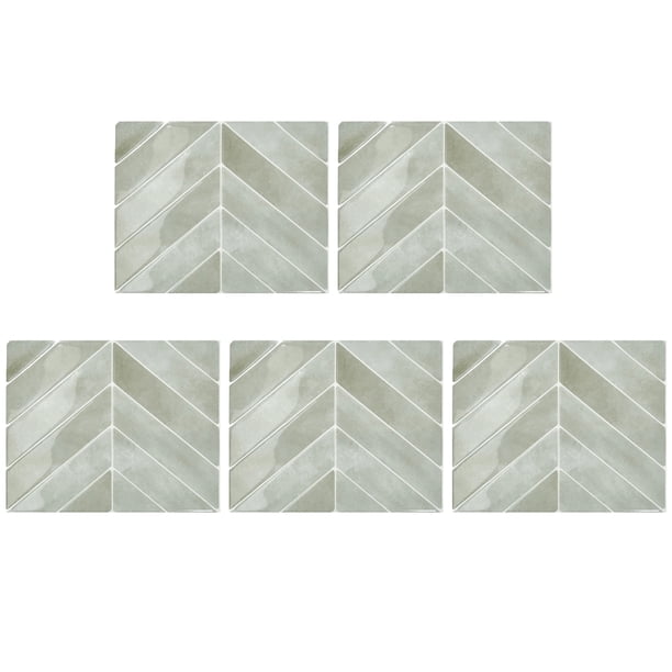 Naiovety Adhesivo 3D antiazulejos - Autoadhesivo y pegable, fácil de instalar, de alta resistencia, 11,4 x 9 pulgadas Decoración del hogar Verde grisáceo (5 piezas)