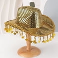 thumbnail image 7 of Vjnyvs Western Cowboy Hat, Sequined Star Tassel Cowboy Hat, Wide Brim Western Bling Headgear Stylish Party Accessory for Women Theme Party Cap, 7 of 7