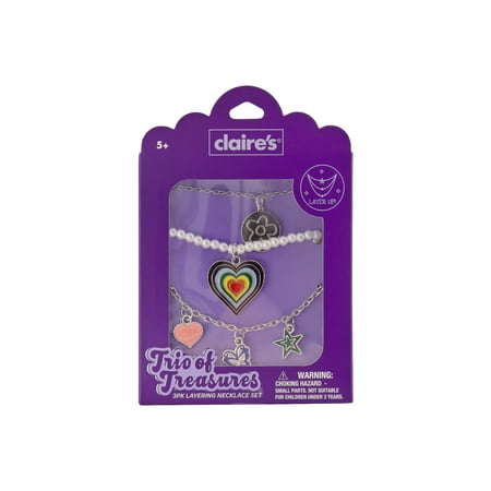 Claire's Necklace Set - Heart, 3pcs