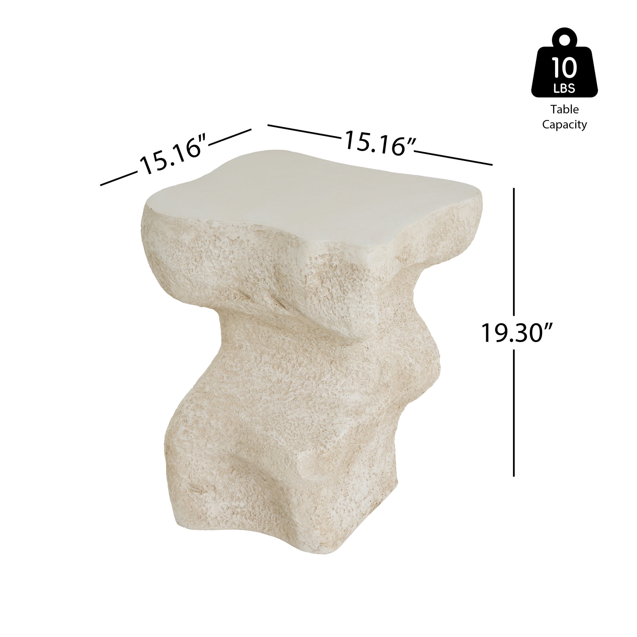 Christopher Knight Home Outdoor Patio MGO Accent Side Table, Abstract Wavy Stone-Look Design, Beige