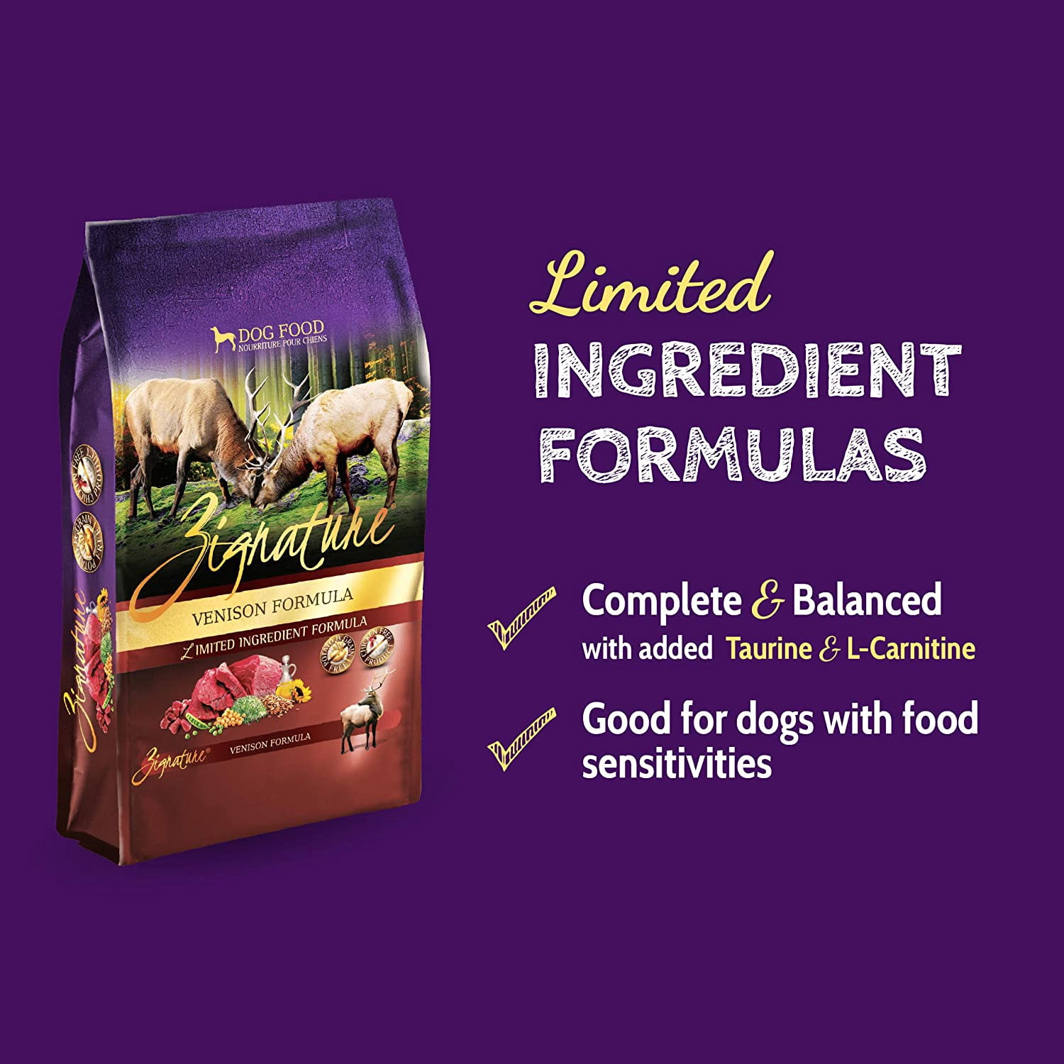 Zignature Grain-Free Venison Formula Dry Dog Food, 4 Lb