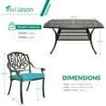 thumbnail image 6 of VIVIJASON 9-Piece Outdoor Furniture Dining Set for 8, All-Weather Cast Aluminum Patio Table and Chairs Set with 8 Cushioned Chairs, 64" Large Square Dining Table, 2.2" Umbrella Hole, Ocean Blue, 6 of 7