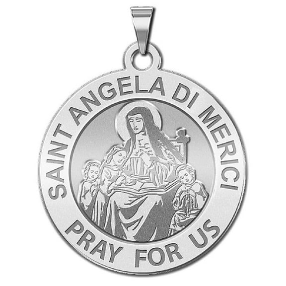 PicturesOnGold.com Saint Angela Di Merici Religious Medal Female Adult- 3/4 inch Sterling Silver
