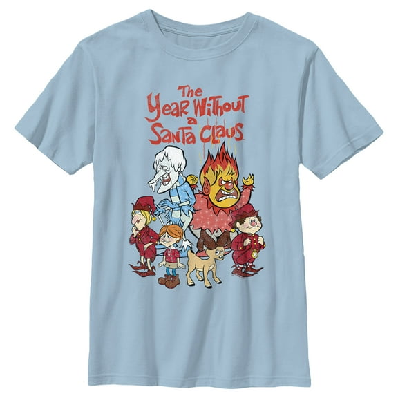 Boy's The Year Without a Santa Claus Group Shot Graphic Tee Light Blue Medium