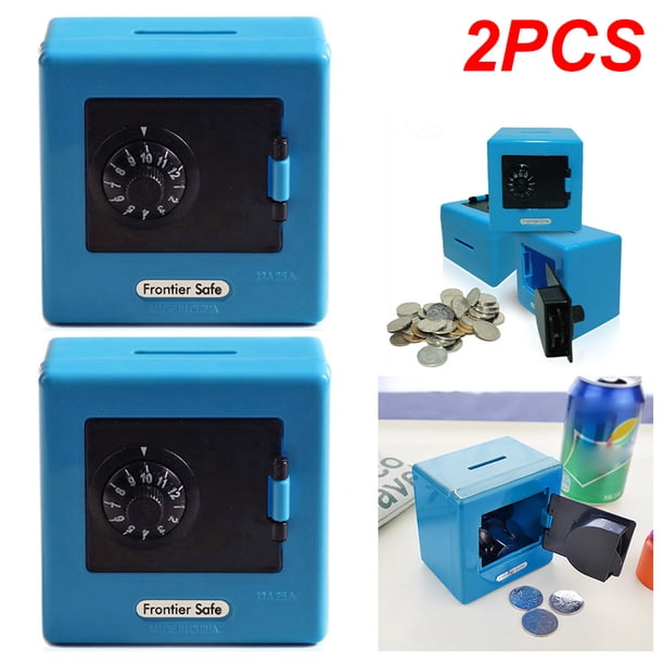 JShteea Cajas Dinero Cerradura Combinación Caja Almacenamiento Ahorro Monedas Caja Efectivo (Azul)