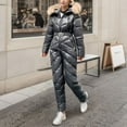 thumbnail image 4 of ZHOUCHANKIDS Womens Onesie Ski Suit Winter Outdoor Sports Waterproof Snowsuit Jumpsuits Jacket Grey XL, 4 of 5