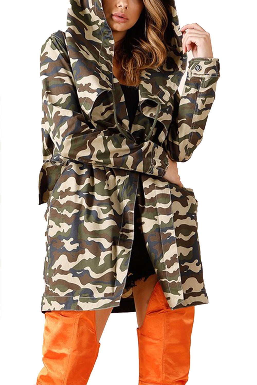 Genx Womens Camo Anorak Streetwear Oversize Jacket KA9316MCamo