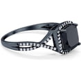 thumbnail image 2 of Divine Creation 2.00 Ct Cushion Cut Black Diamond Wedding Engagement Halo Ring 14K Black Gold Plated 925 Sterling Silver For Women's -5.5, 2 of 3