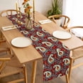 thumbnail image 3 of Red Boho Botanical Table Runner - 60 Inch Long, Kitchen Dining Table Runner Dresser Scarves, Southwestern Retro Leaves Ethnic Tribal Farmhouse Decor for Coffee Tables Wedding Party Banquet, 3 of 8