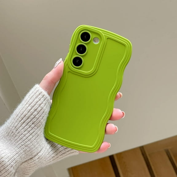 Wave Frame Case for Samsung Galaxy A54 5G Phone Case,Cute Wave Frame Slim Fit Shockproof Phone Bumper Cover Soft Pretty Curly Wavy Case Anti-Scratch TPU Case - Green