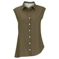 thumbnail image 5 of Womens Oversized Collared Shirt Cotton Linen Blend Sleeveless Button Up Casual Summer Blouse, 5 of 9