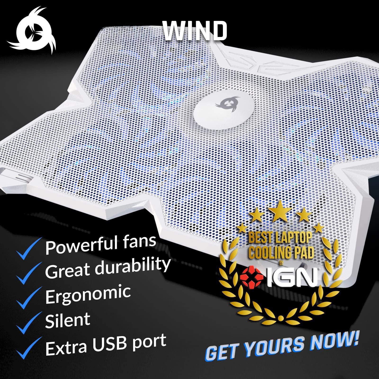 Wind Laptop Pad - More Than 500 000 Units Sold The Rapid Action Fan Stand With 4 Fans At 1200 Rpm Usb Ps5 Ps4 Full White