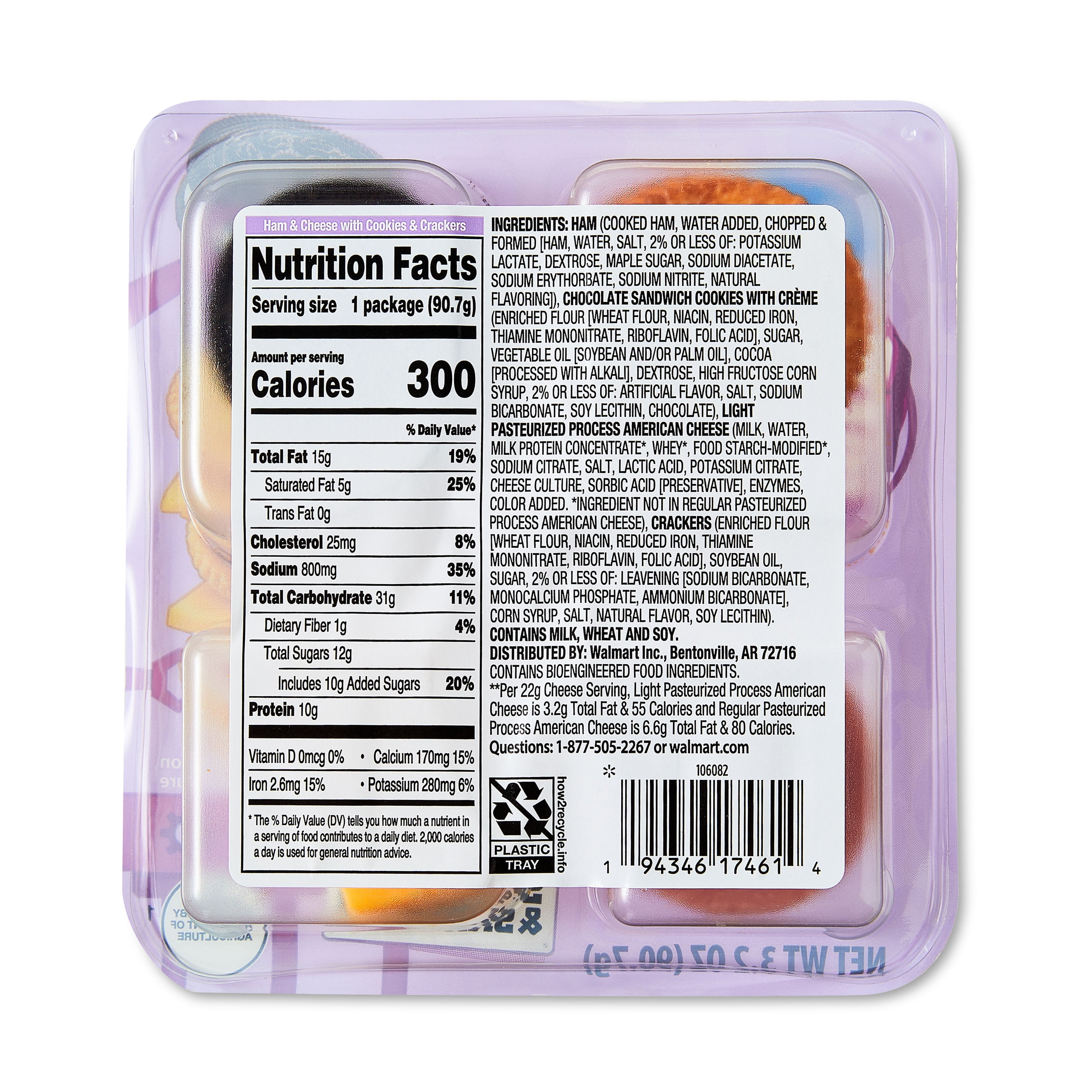 Great Value Ham and Cheese Snack Builders with Cookies, 3.20 oz (Refrigerated)